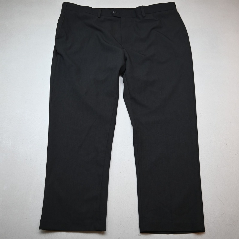 GS 48x30 Gray Expander Waist Perfect Fit Flat Front Dress Mens Pants